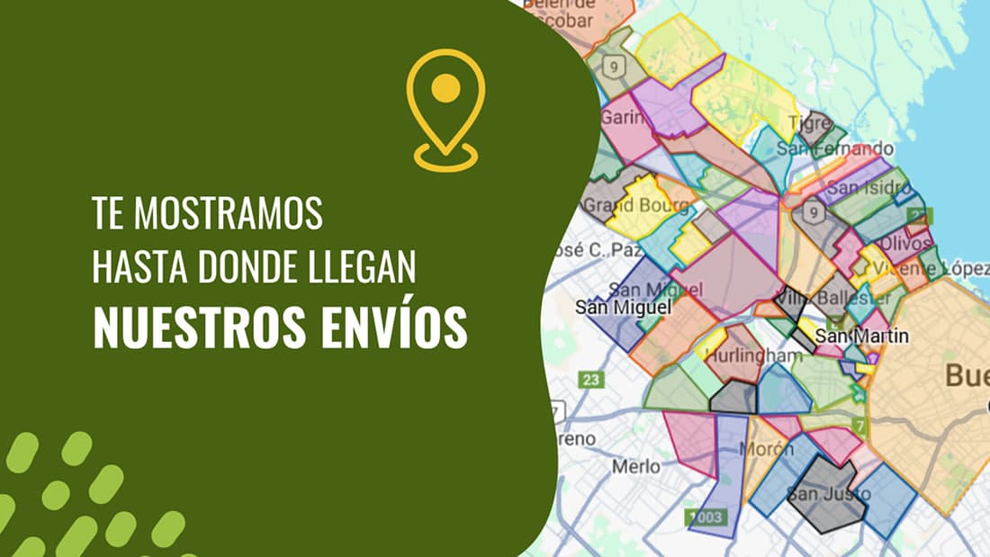 Mapa de zonas de envío de Viandas Cook mostrando cobertura en CABA y AMBA